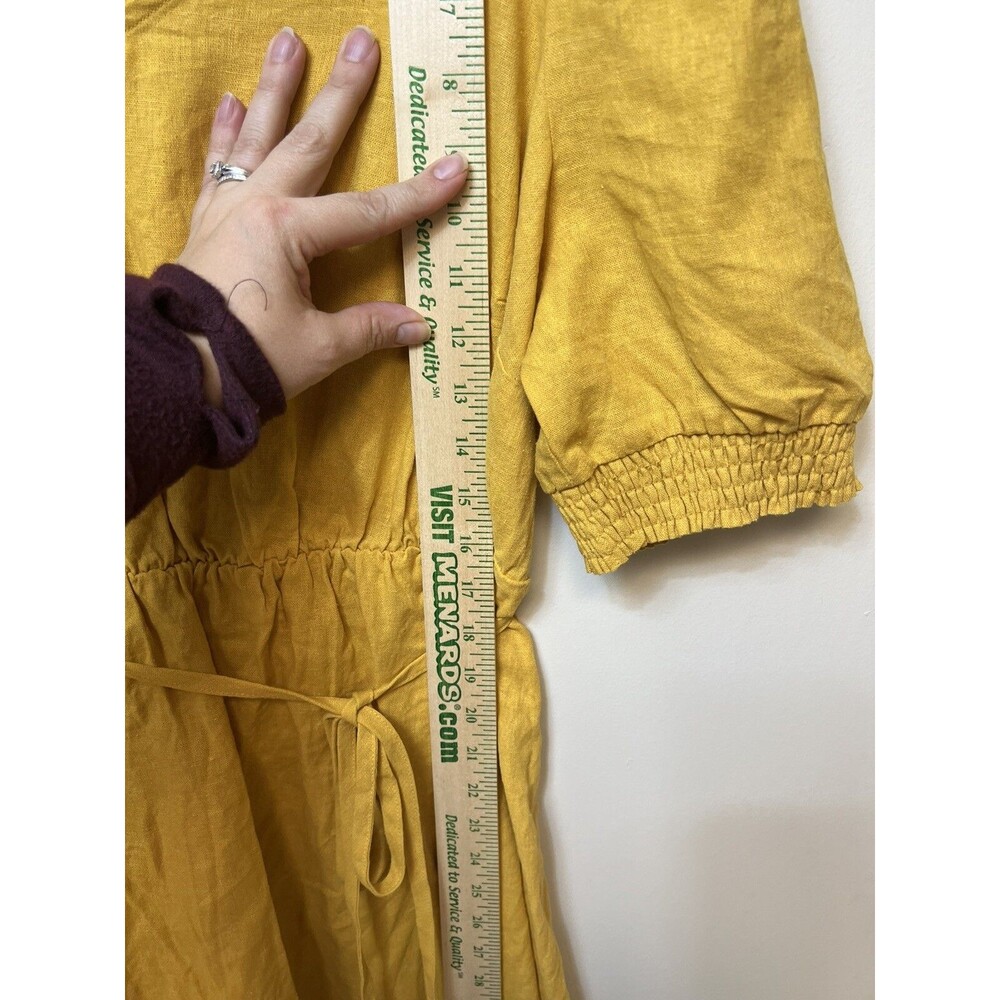Plus Size Ava & Viv Linen Blend Solid Yellow Mustard Dress Size X - Picture 7 of 8